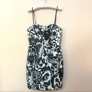 Tracy Reese Black Cream White Floral Print Dress
